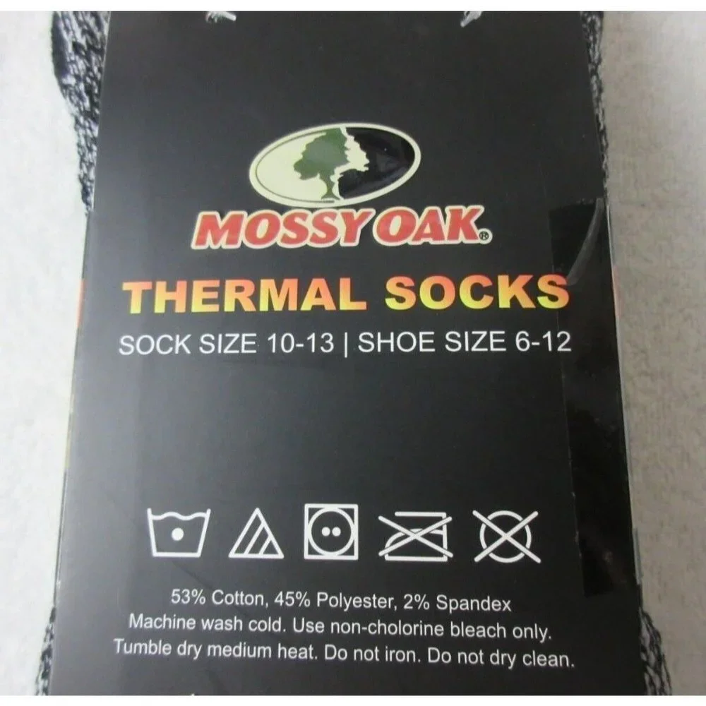 COPY - Mossy Oak Men's 2 Pack Thermal Full Cushion Boot Socks Black Gray Size 6…